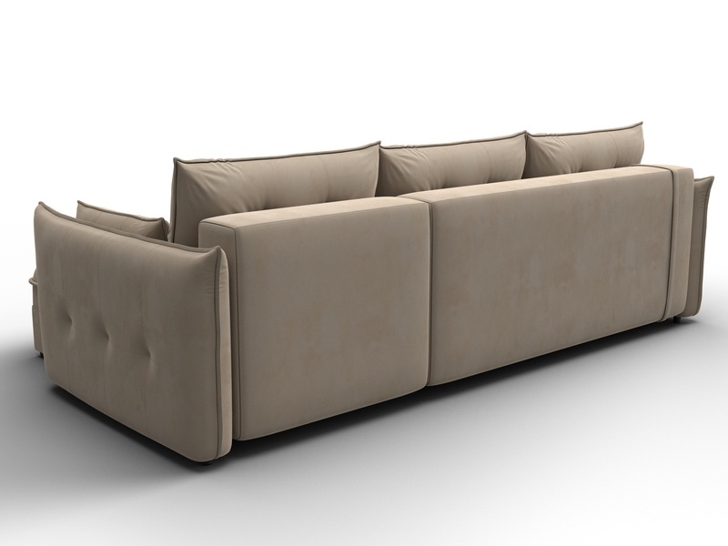 Диван угловой Лига-100 НПБ угол универсальный, Велюр, SEVEN 729 бежевый