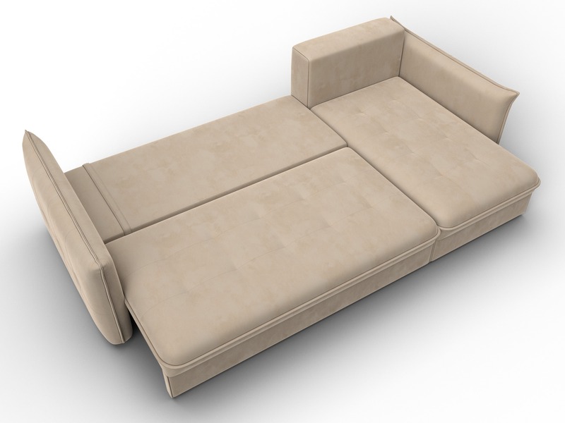 Диван угловой Лига-100 НПБ угол универсальный, Велюр, SEVEN 729 бежевый