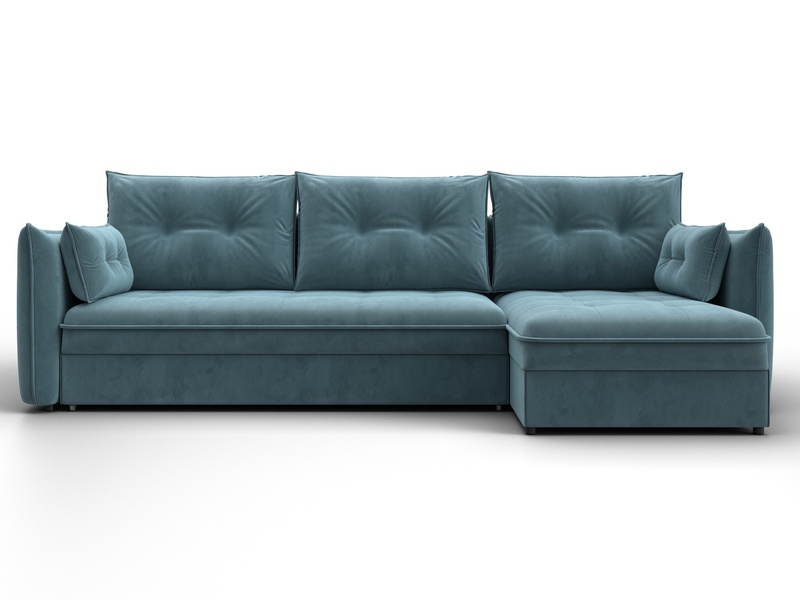 Диван угловой Лига-100 НПБ угол универсальный, Велюр, SEVEN 113 бирюзовый