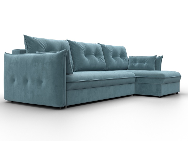 Диван угловой Лига-100 НПБ угол универсальный, Велюр, SEVEN 113 бирюзовый