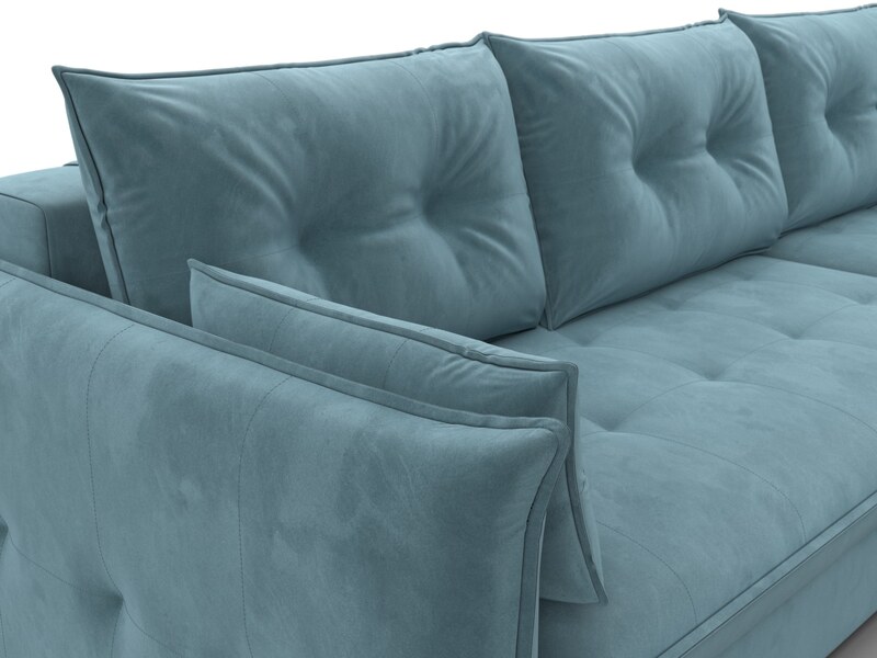 Диван угловой Лига-100 НПБ угол универсальный, Велюр, SEVEN 113 бирюзовый