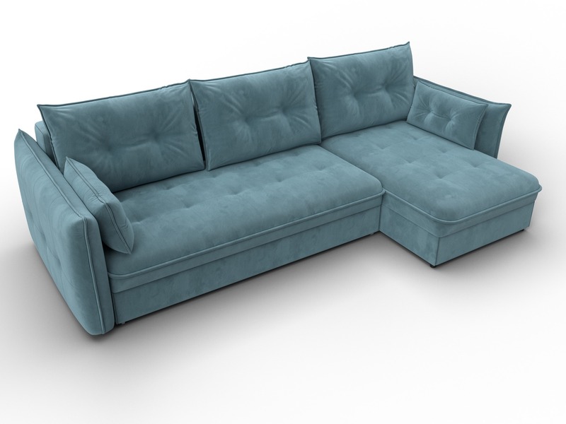 Диван угловой Лига-100 НПБ угол универсальный, Велюр, SEVEN 113 бирюзовый