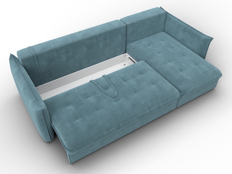 Диван угловой Лига-100 НПБ угол универсальный, Велюр, SEVEN 113 бирюзовый