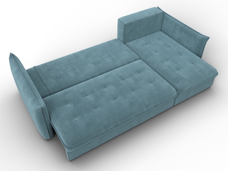 Диван угловой Лига-100 НПБ угол универсальный, Велюр, SEVEN 113 бирюзовый