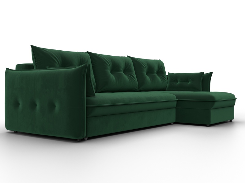 Диван угловой Лига-100 НПБ угол универсальный, Велюр, SEVEN 626 зеленый