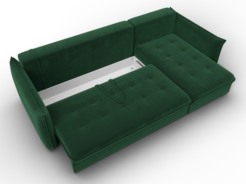 Диван угловой Лига-100 НПБ угол универсальный, Велюр, SEVEN 626 зеленый