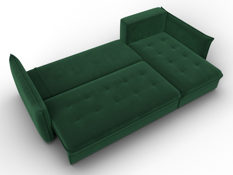 Диван угловой Лига-100 НПБ угол универсальный, Велюр, SEVEN 626 зеленый