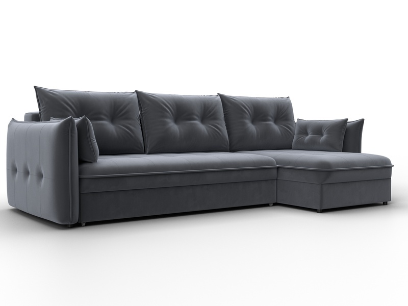 Диван угловой Лига-100 НПБ угол универсальный, Велюр, SEVEN 17 серый