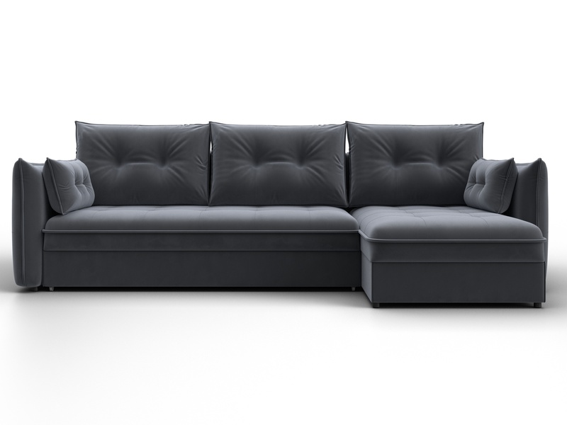 Диван угловой Лига-100 НПБ угол универсальный, Велюр, SEVEN 17 серый