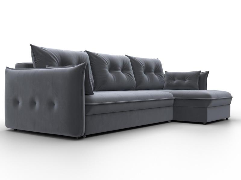 Диван угловой Лига-100 НПБ угол универсальный, Велюр, SEVEN 17 серый