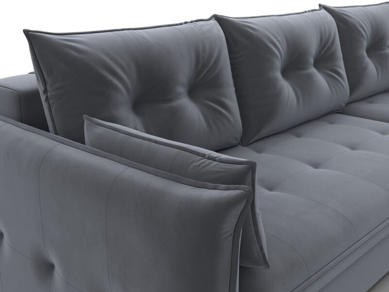 Диван угловой Лига-100 НПБ угол универсальный, Велюр, SEVEN 17 серый