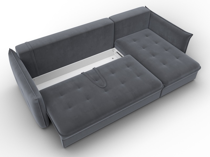 Диван угловой Лига-100 НПБ угол универсальный, Велюр, SEVEN 17 серый