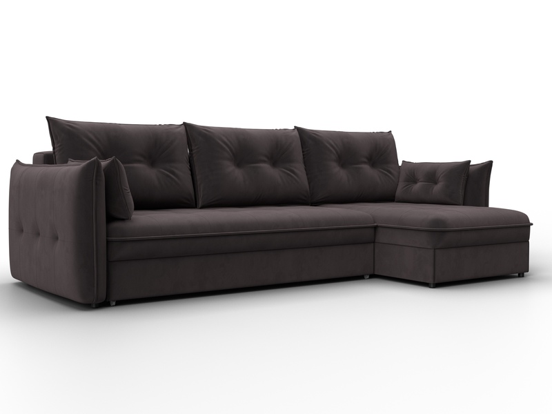 Диван угловой Лига-100 НПБ угол универсальный, Велюр, SEVEN 727 коричневый