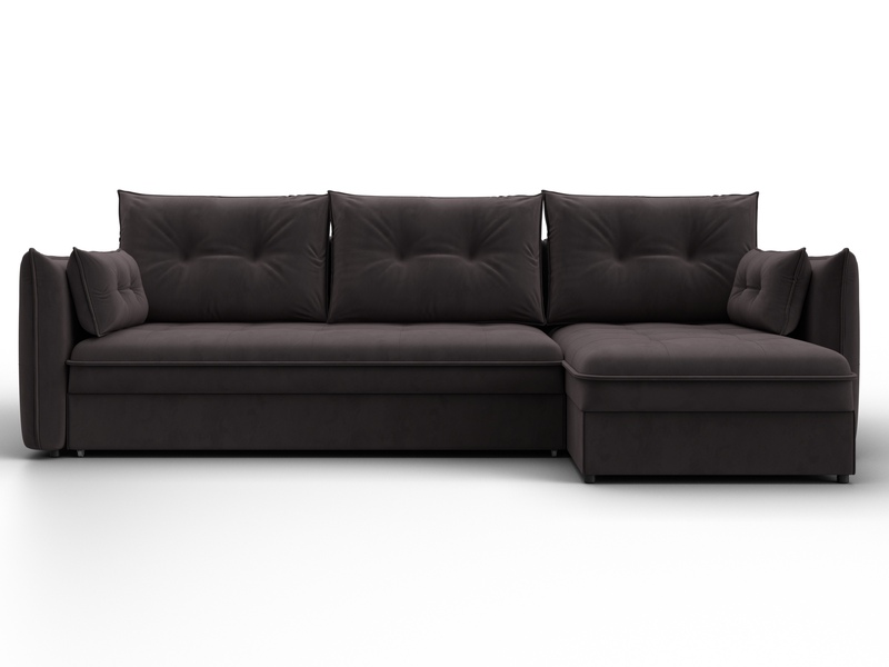 Диван угловой Лига-100 НПБ угол универсальный, Велюр, SEVEN 727 коричневый