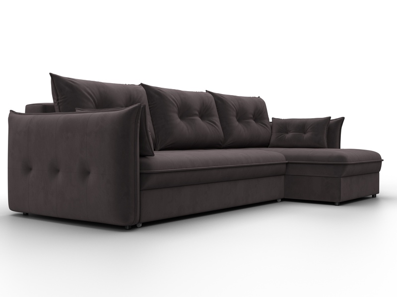 Диван угловой Лига-100 НПБ угол универсальный, Велюр, SEVEN 727 коричневый