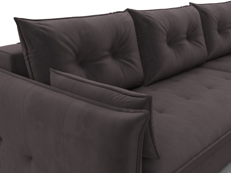 Диван угловой Лига-100 НПБ угол универсальный, Велюр, SEVEN 727 коричневый