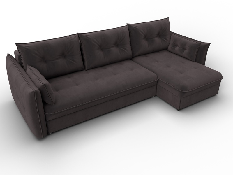 Диван угловой Лига-100 НПБ угол универсальный, Велюр, SEVEN 727 коричневый