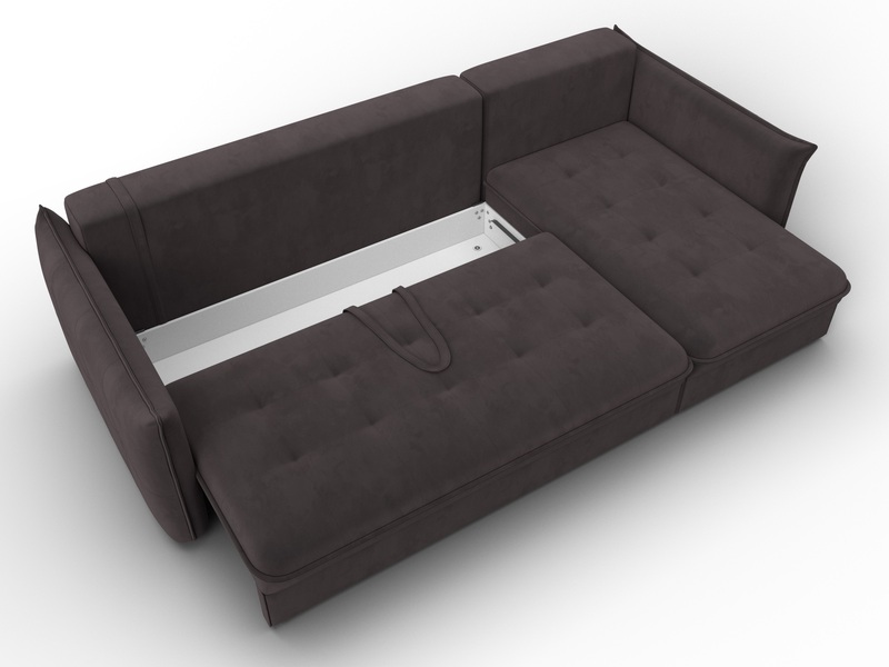 Диван угловой Лига-100 НПБ угол универсальный, Велюр, SEVEN 727 коричневый