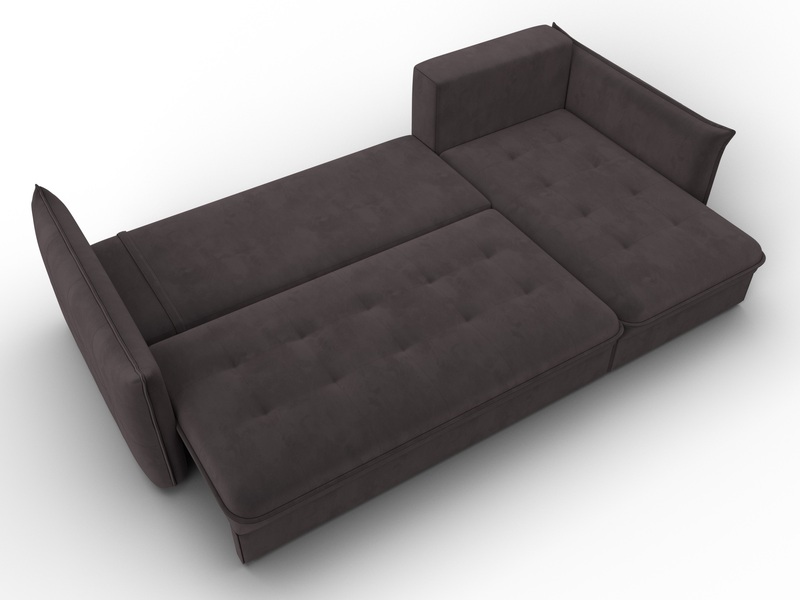 Диван угловой Лига-100 НПБ угол универсальный, Велюр, SEVEN 727 коричневый