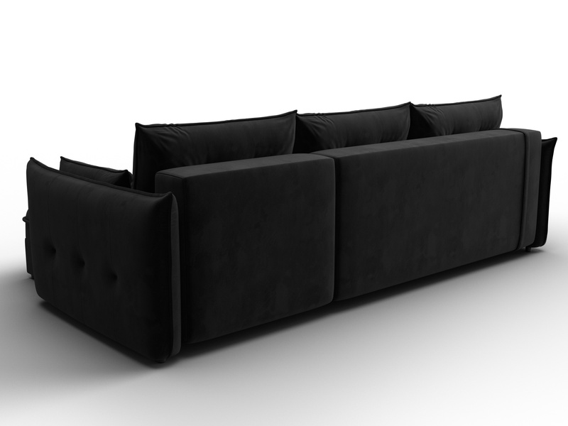 Диван угловой Лига-100 НПБ угол универсальный, Велюр, SEVEN 35 черный