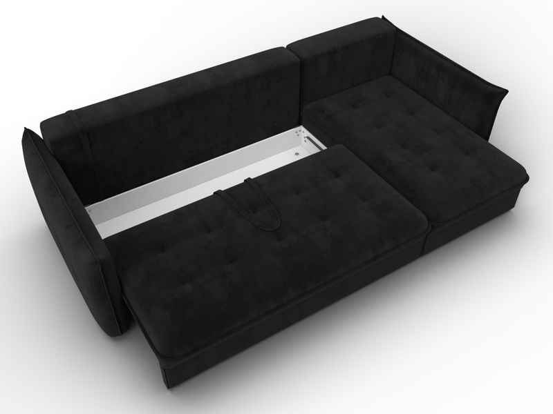 Диван угловой Лига-100 НПБ угол универсальный, Велюр, SEVEN 35 черный