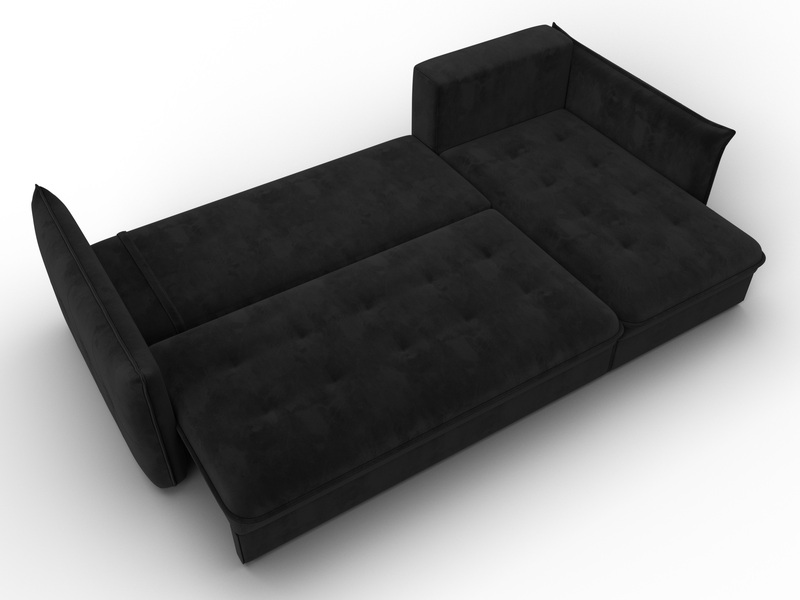 Диван угловой Лига-100 НПБ угол универсальный, Велюр, SEVEN 35 черный