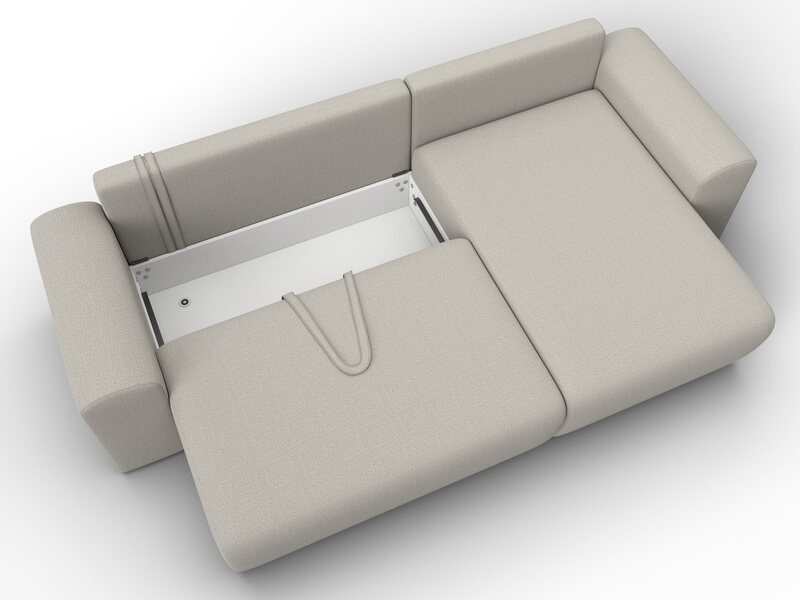 Диван угловой Лига-099 угол универсальный, Рогожка, Амур 02 бежевый