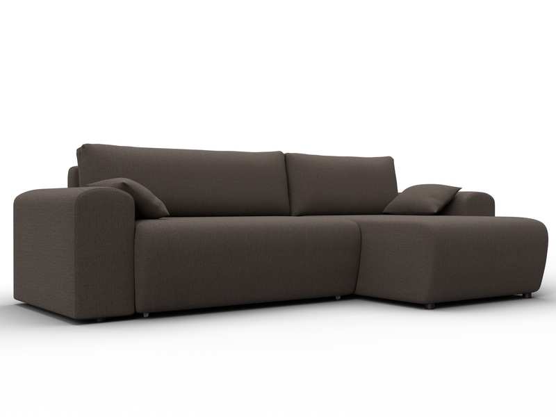 Диван угловой Лига-099 угол универсальный, Рогожка, Амур 05 коричневый