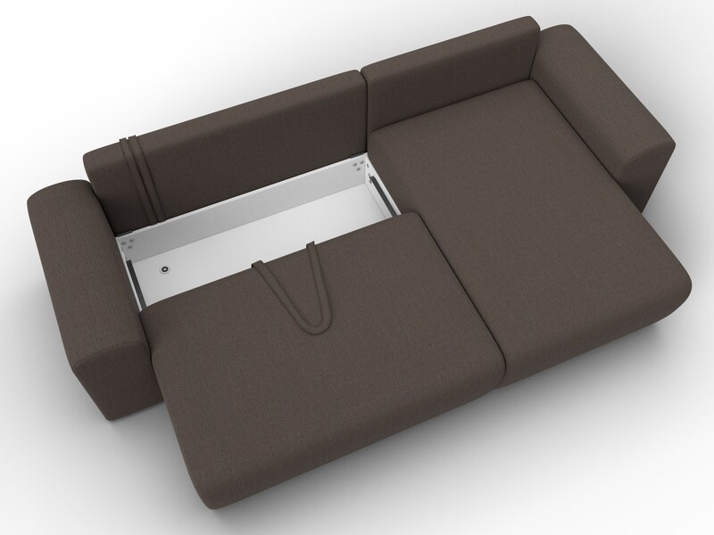 Диван угловой Лига-099 угол универсальный, Рогожка, Амур 05 коричневый