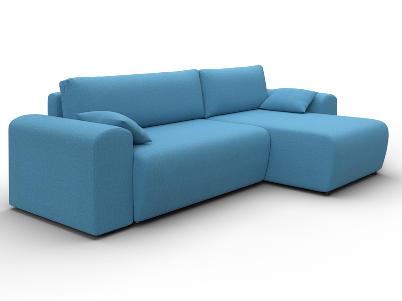 Диван угловой Лига-099 угол универсальный, Рогожка, Амур 10 голубой