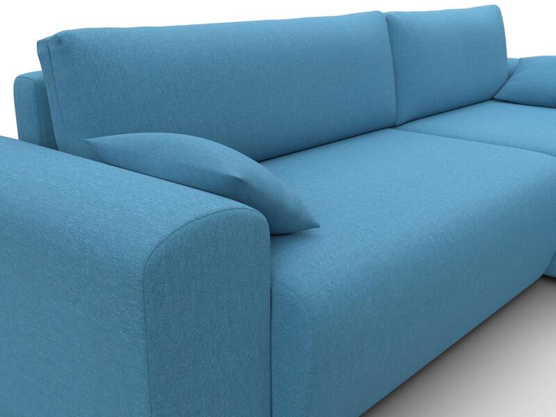 Диван угловой Лига-099 угол универсальный, Рогожка, Амур 10 голубой