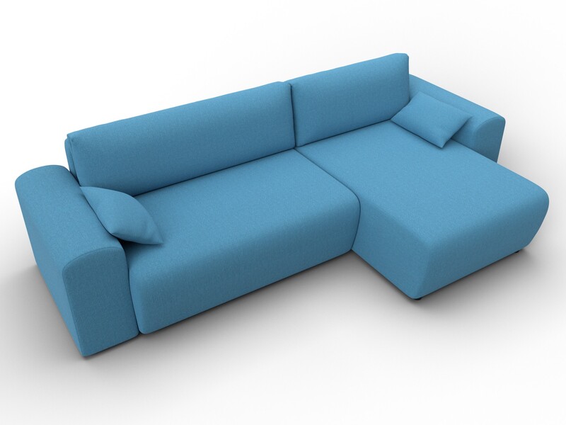 Диван угловой Лига-099 угол универсальный, Рогожка, Амур 10 голубой