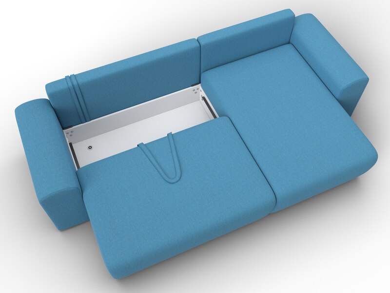 Диван угловой Лига-099 угол универсальный, Рогожка, Амур 10 голубой