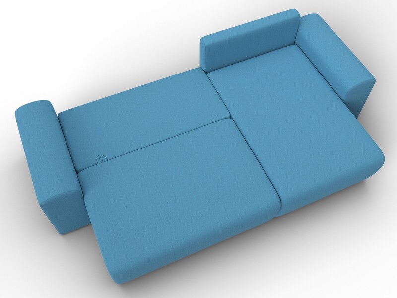 Диван угловой Лига-099 угол универсальный, Рогожка, Амур 10 голубой