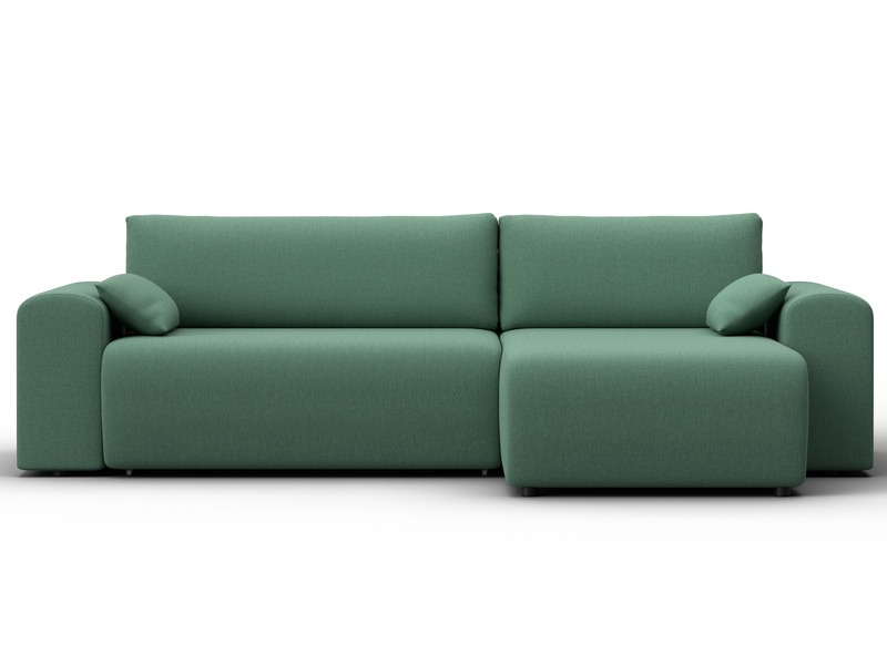 Диван угловой Лига-099 угол универсальный, Рогожка, Амур 11 зеленый