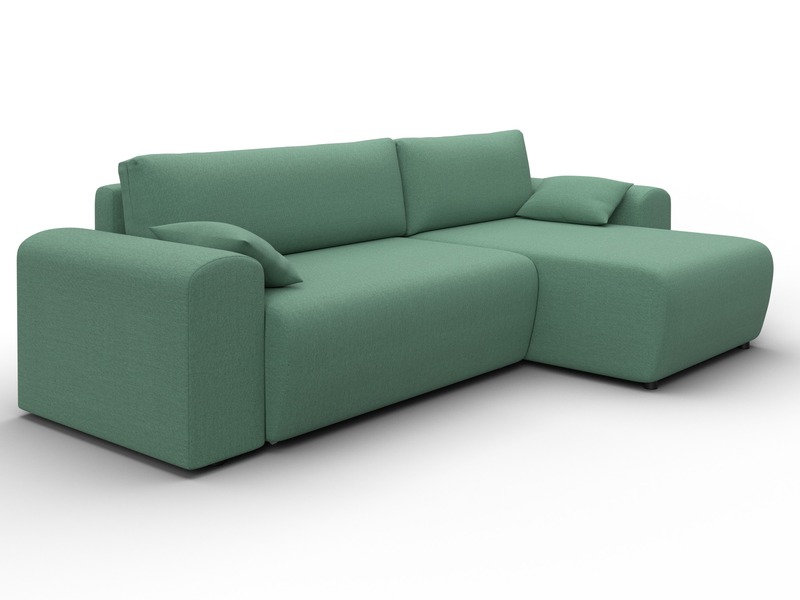 Диван угловой Лига-099 угол универсальный, Рогожка, Амур 11 зеленый