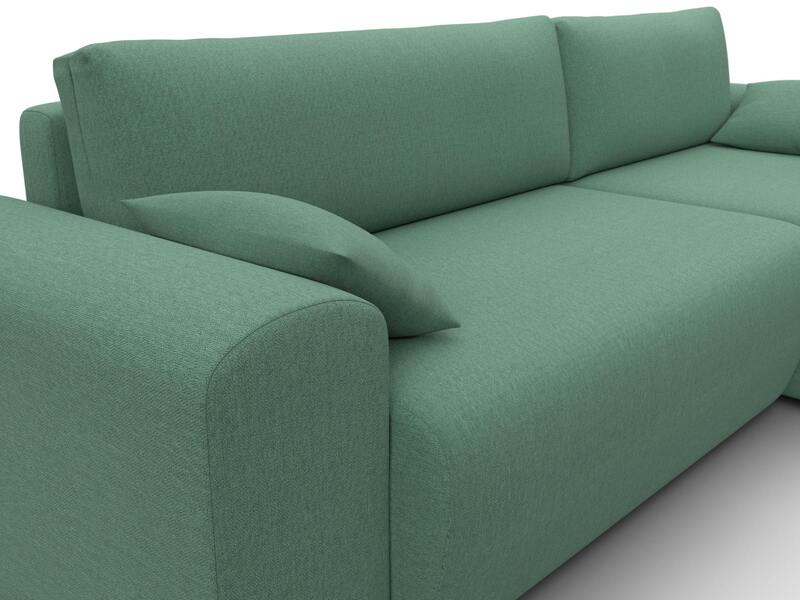 Диван угловой Лига-099 угол универсальный, Рогожка, Амур 11 зеленый