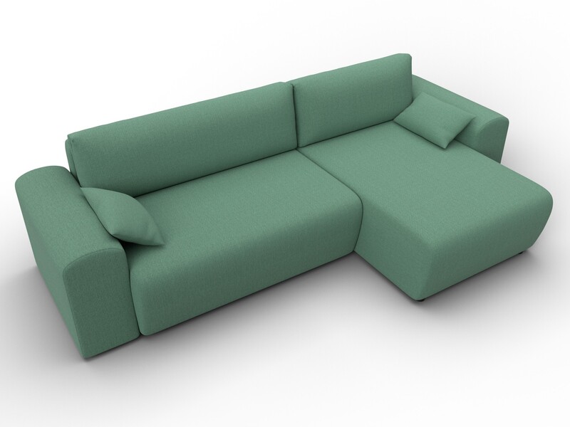 Диван угловой Лига-099 угол универсальный, Рогожка, Амур 11 зеленый