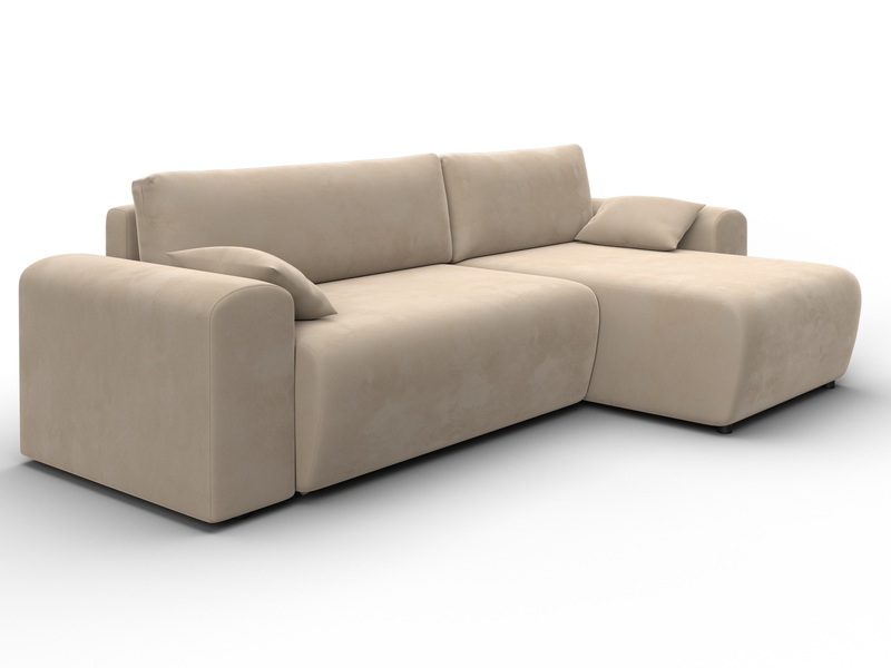 Диван угловой Лига-099 угол универсальный, Велюр, SEVEN 729 бежевый
