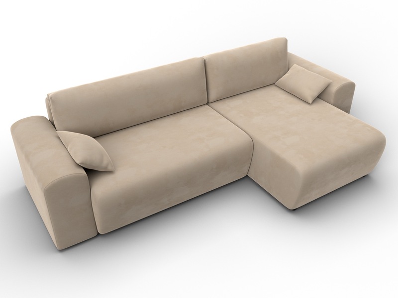 Диван угловой Лига-099 угол универсальный, Велюр, SEVEN 729 бежевый