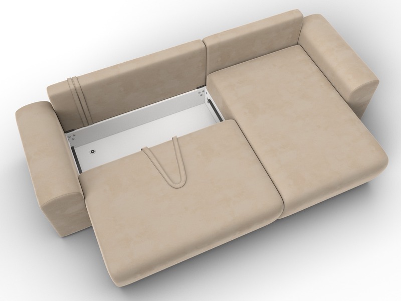 Диван угловой Лига-099 угол универсальный, Велюр, SEVEN 729 бежевый