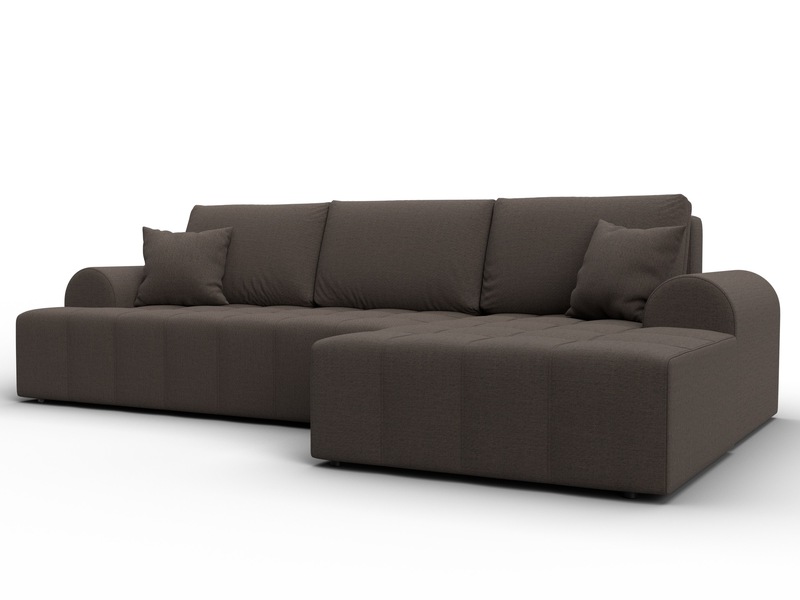 Диван угловой Лига-080 угол правый, Рогожка, Амур 05 коричневый