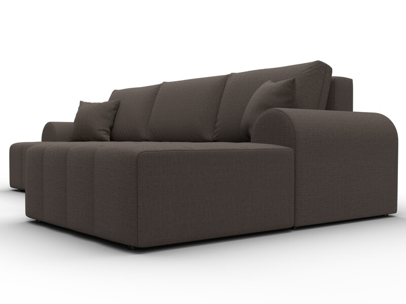 Диван угловой Лига-080 угол правый, Рогожка, Амур 05 коричневый