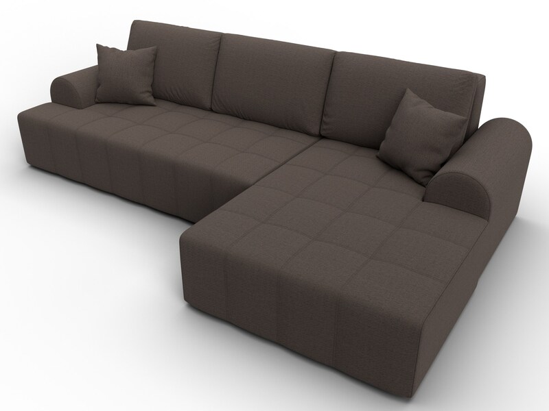 Диван угловой Лига-080 угол правый, Рогожка, Амур 05 коричневый