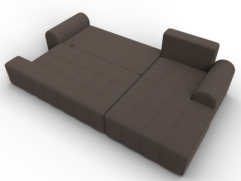 Диван угловой Лига-080 угол правый, Рогожка, Амур 05 коричневый