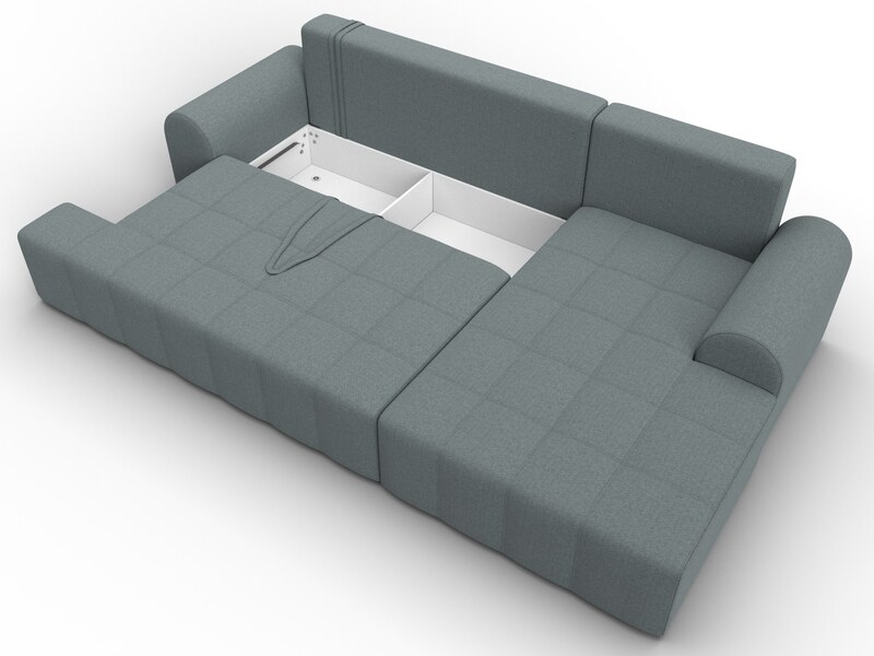 Диван угловой Лига-080 угол правый, Рогожка, Амур 07 серый