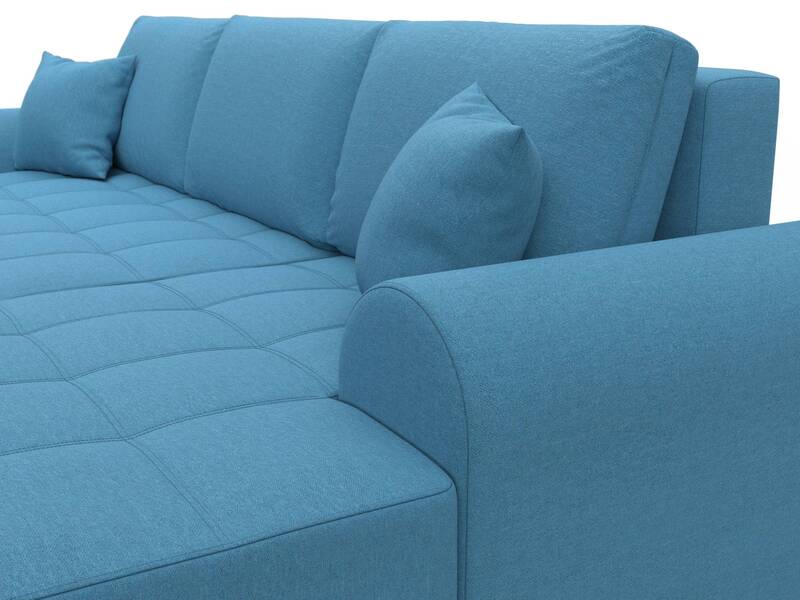 Диван угловой Лига-080 угол правый, Рогожка, Амур 10 голубой