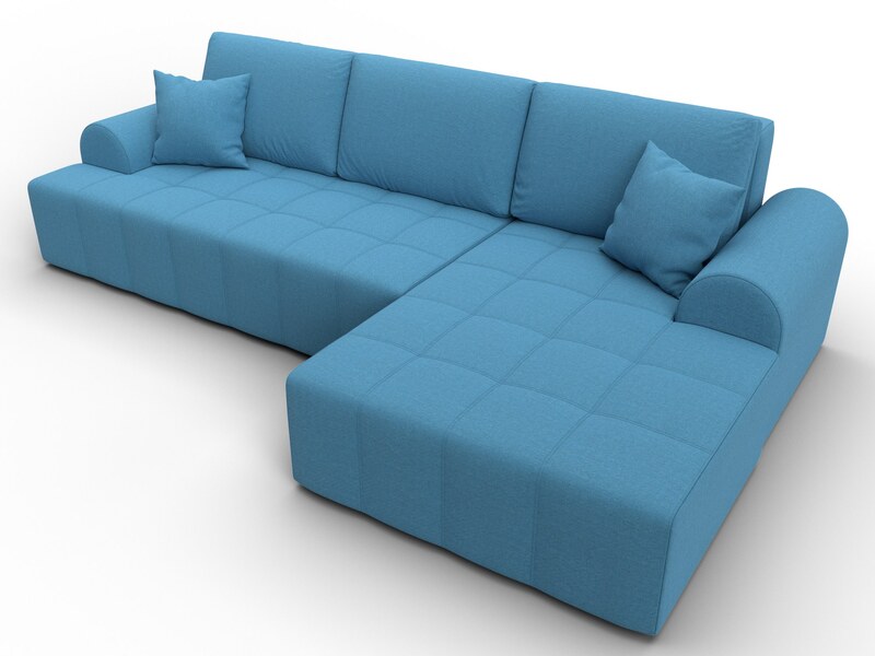 Диван угловой Лига-080 угол правый, Рогожка, Амур 10 голубой