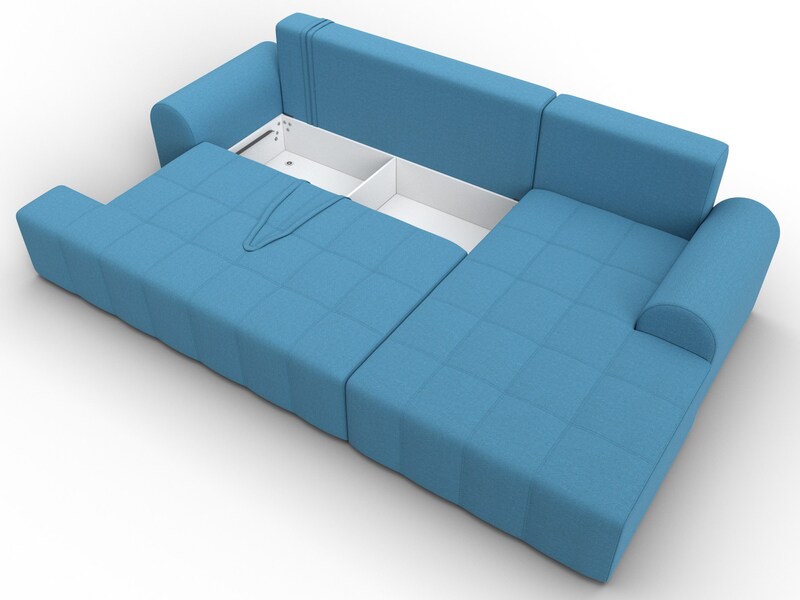 Диван угловой Лига-080 угол правый, Рогожка, Амур 10 голубой