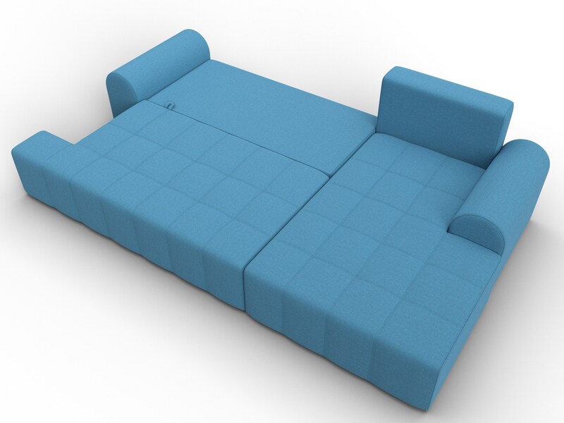 Диван угловой Лига-080 угол правый, Рогожка, Амур 10 голубой